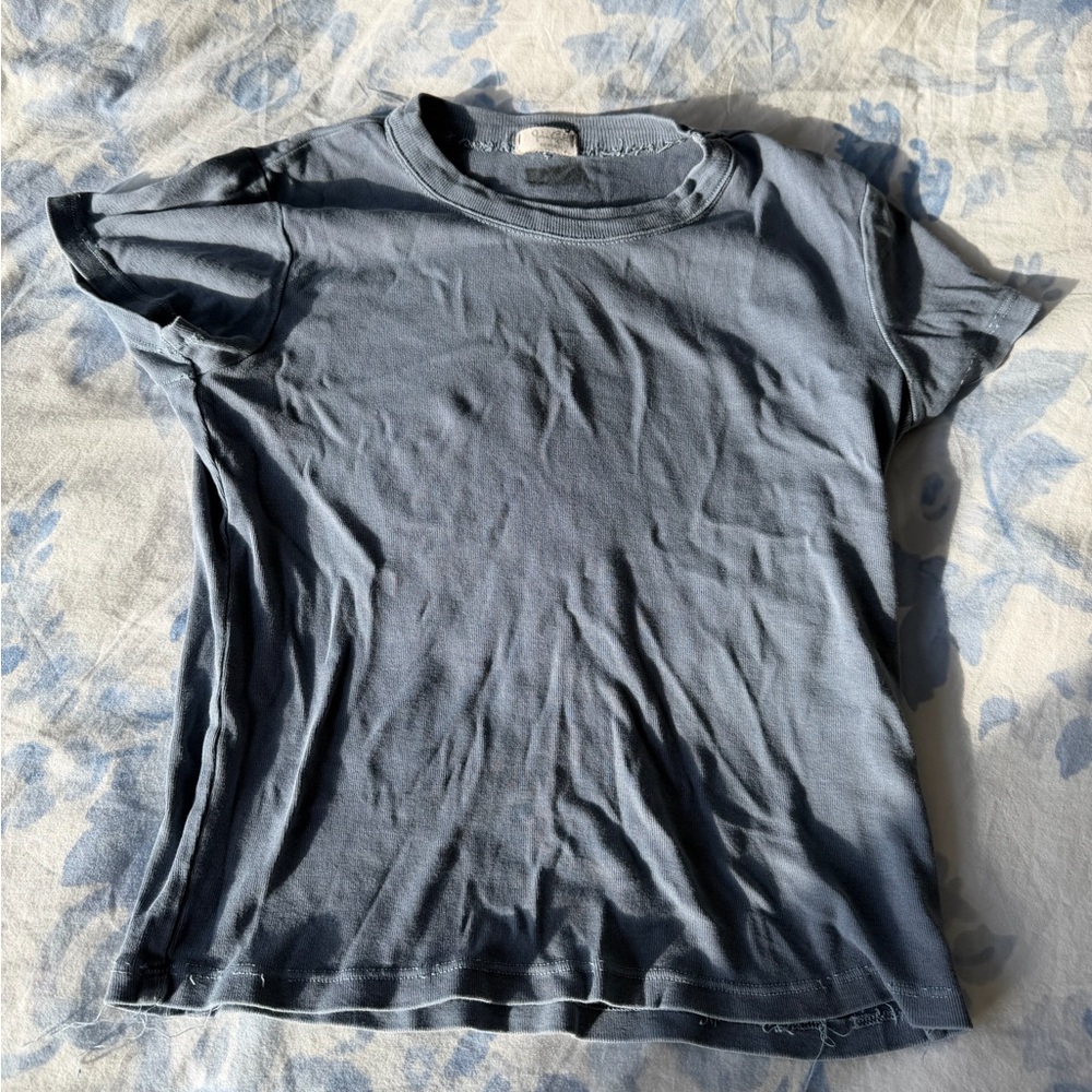 Basic Crewneck T-Shirt in Faded Slate Blue